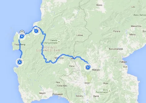 Figure 11. Routes linking tourist destinations with tourists’ origins in West Sulawesi Province
