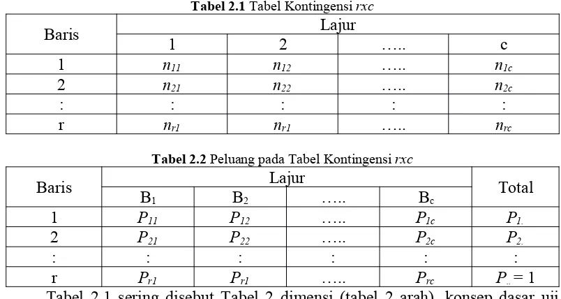 Tabel 2.1 Tabel Kontingensi rxc