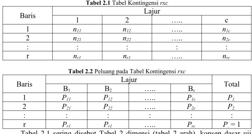 Tabel 2.1 Tabel Kontingensi rxc
