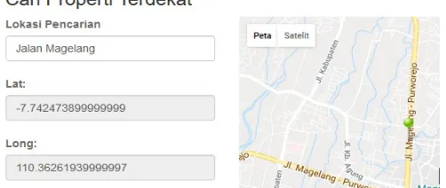 Gambar 13 Hasil pencarian properti terdekat