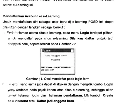 Gambar 1 1. Opsi mendaftar pada login form 