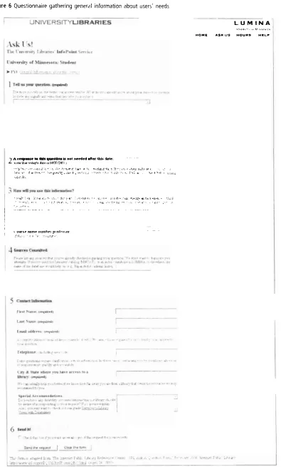 Figure 6 Questionnaire gatliering general irifvrrnation about user>' needs 