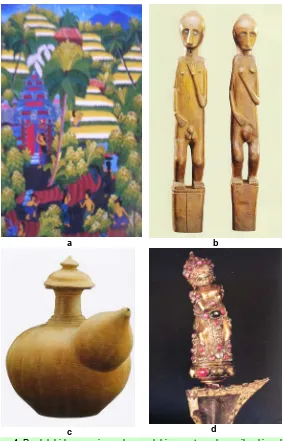 Gambar 4. c  Produk bidang seni rupa berupa lukisan patung, keramik, ukiran logam (Sumber: a Anne Richter, 1994; b,c,d Indonesian Heritage, 1998) 