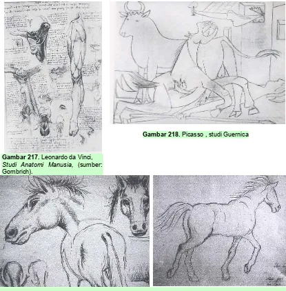 Gambar 218. Picasso , studi Guernica 