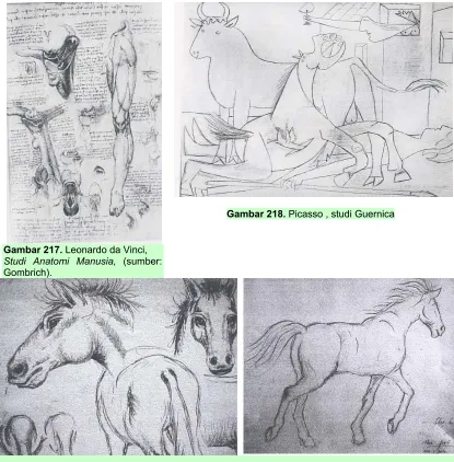 Gambar 218. Picasso , studi Guernica 