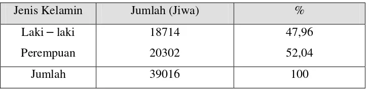 Tabel VI.2 Distribusi Penduduk Menurut Jenis Kelamin di Wilayah Kerja   Puskesmas Barabai Tahun 2005 