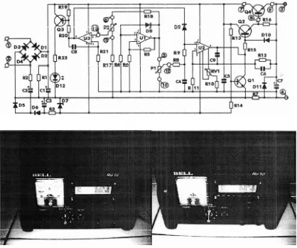 Gambar 6. Skematik Rangkaian dan Foto Surnber Arus untuk Karakterisasi Sensor PCB 