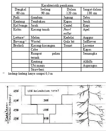 Tabel 5. Kedalaman daerah perakaran efektif untuk berbagai tanaman