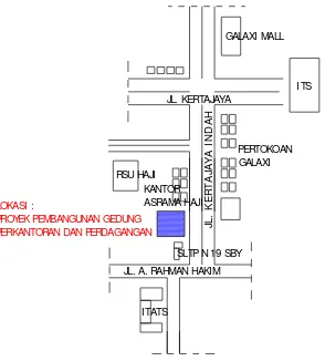 Gambar 1. Site plan lokasi proyek Gedung Perkantoran dan Perdagangan  