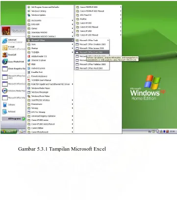 Gambar 5.3.1 Tampilan Microsoft Excel 
