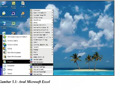 Gambar 5.1: Awal Microsoft Excel 