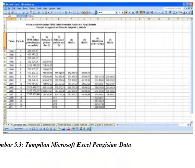 Gambar 5.3: Tampilan Microsoft Excel Pengisian Data 