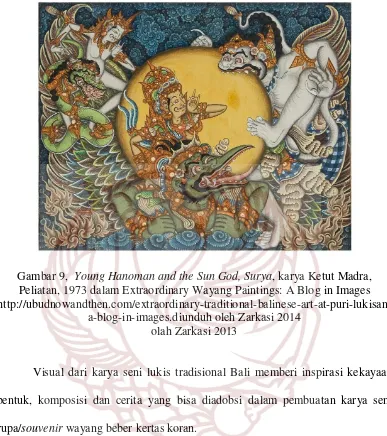 Gambar 9,  Young Hanoman and the Sun God, Surya, karya Ketut Madra, 