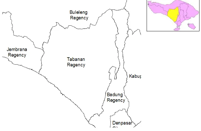 Figure 1. Case Study Area – Tabanan Regency, Bali Province 