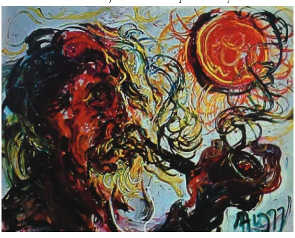 Gambar 2.2 Afandi, minyak pada kanvas, 99 x Potret Diri dengan Matahari, 1977, cat 125 cm.