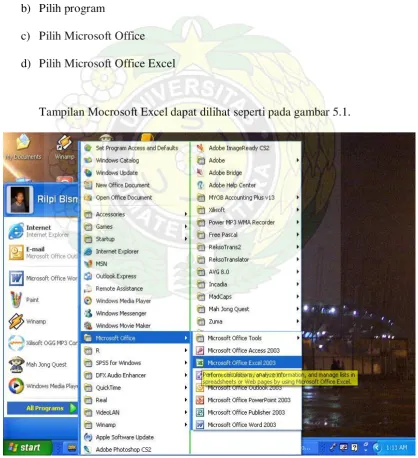 Gambar 5.1 Tampilan Cara Mengaktifkan Excel 