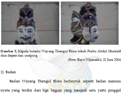 Gambar 3. Kepala boneka Wayang Thengul Blora tokoh Prabu Abdul Muntalib 