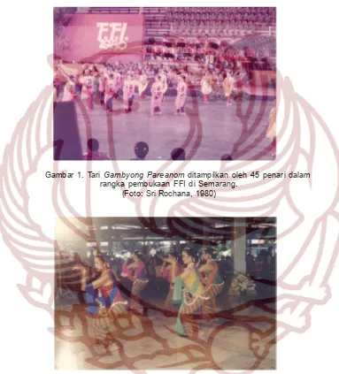 Gambar 1. Tari Gambyong Pareanom ditampilkan oleh 45 penari dalam