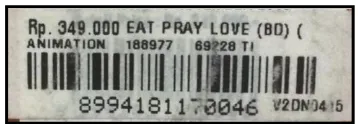 Gambar 2. Nomor barcode film Eat Pray Love. 