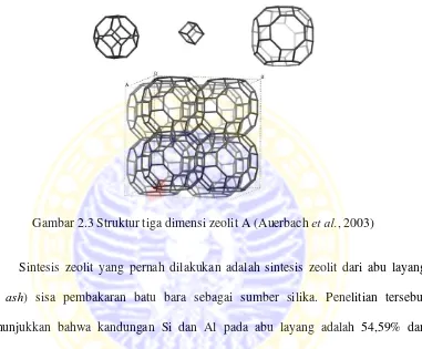 Gambar 2.3 Struktur tiga dimensi zeolit A (Auerbach et al., 2003)  