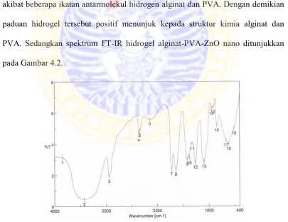 Gambar 4.2 Spektrum FT-IR alginat-PVA-ZnO 0,75%  