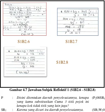 Gambar 4.7 Jawaban Subjek Reflektif 1 (S1B2.6 - S1B2.8) 