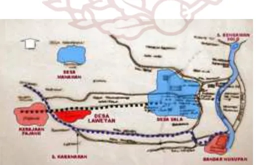 Gambar 1. Lokasi Kampung Batik Laweyan dalam peta kota Surakarta (Gambar: repro, Supriyatmono 2004) 