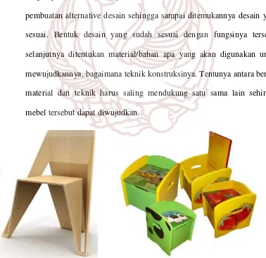 Gambar 12: Bentuk-bentuk mebel minimalis dan warna sebagai sumber ide perancangan mebel