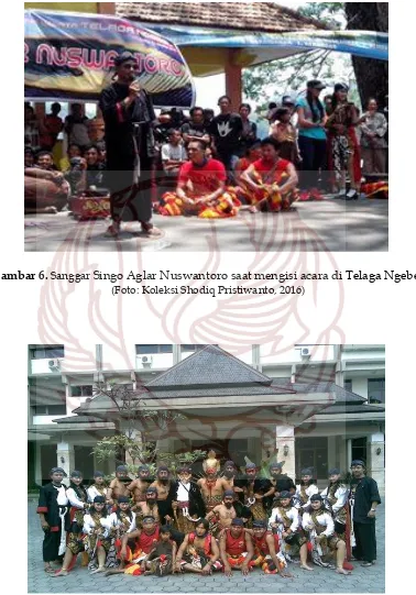 Gambar 6. Sanggar Singo Aglar Nuswantoro saat mengisi acara di Telaga Ngebel  