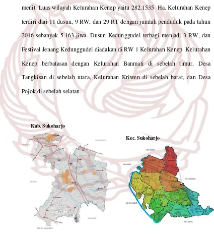 Gambar 1.2 Peta Kabupaten Sukoharjo dan Kecamatan Sukoharjo (Sumber : http://sukoharjo.sukoharjokab.go.id/, 2017) 