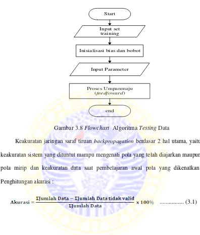 Gambar 3.8 Flowchart  Algoritma Testing Data 