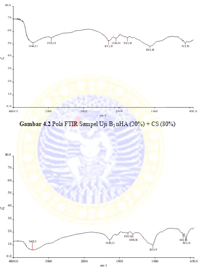 Gambar 4.2 Pola FTIR Sampel Uji B2 nHA (20%) + CS (80%) 