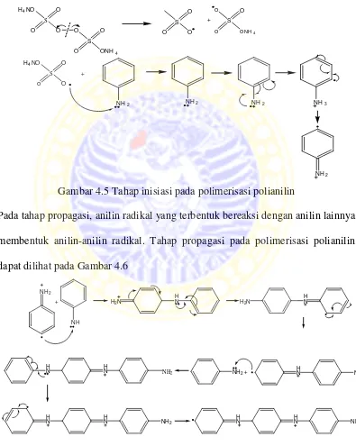 Gambar 4.5 Tahap inisiasi pada polimerisasi polianilin 