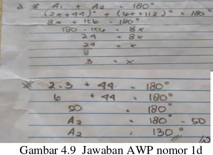 Gambar 4.9  Jawaban AWP nomor 1d 