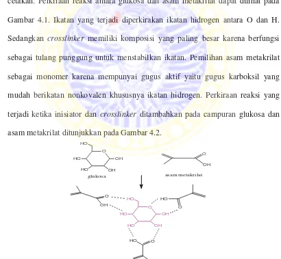 Gambar 4.1 Perkiraan reaksi antara glukosa dan asam metakrilat 