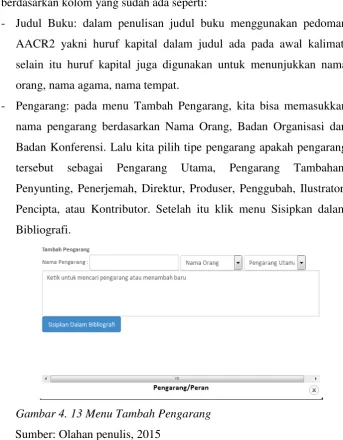 Gambar 4. 13 Menu Tambah Pengarang 