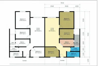 Figure 4 : Layout plan of a PHP unit (2000)(Source: Redraw by the author from Goh & Ahmad, 2011)