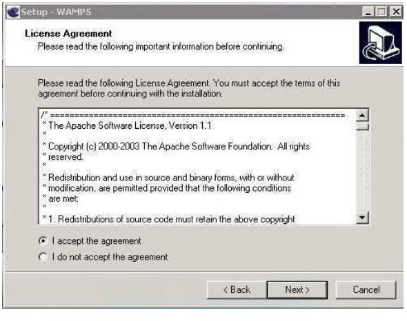 Gambar 3. 3 Wamp5 License Agreement 