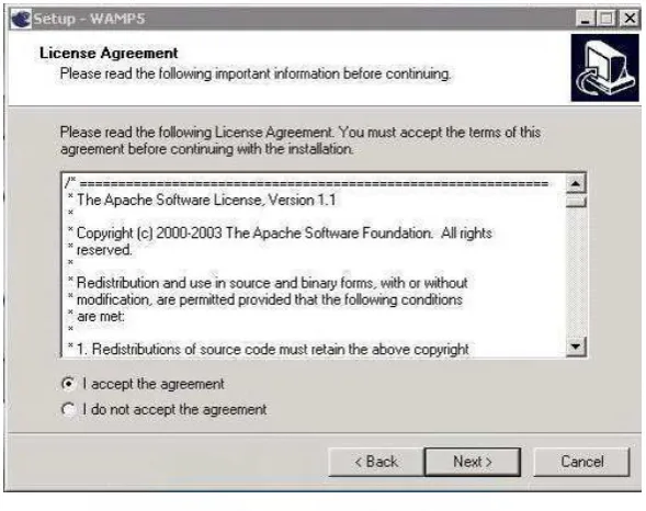 Gambar 3. 3 Wamp5 License Agreement 