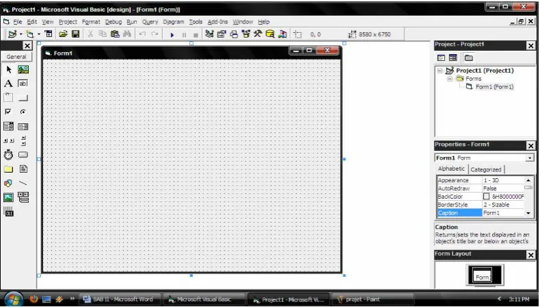 Gambar 2.3 Tampilan Utama Visual Basic 6.0 