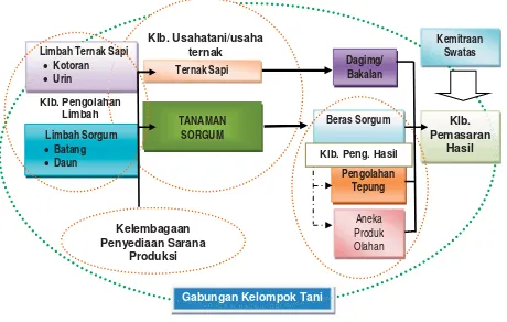 Gambar 1. Sub Model Kelembagaan Usahatani Integrasi Tanaman Sorgum dan Ternak Sapi pada Lahan Kering Suboptimal di Wilayah Jabar Selatan.