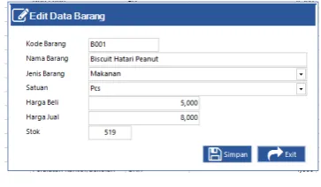 Gambar 4.3 Form Data Barang 