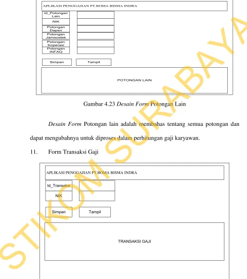 Gambar 4.24 Desain Form Transaksi Gaji 