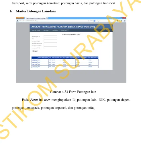 Gambar 4.32 Form Tunjangan Tambahan 