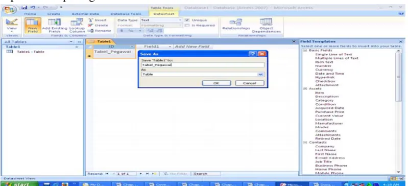 Gambar 4.2 Kotak Dialog Blank Database 