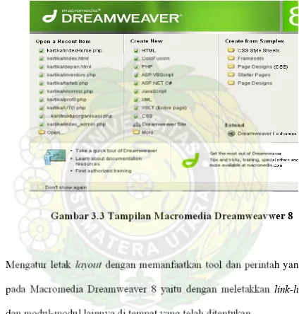 Gambar 3.3 Tampilan Macromedia Dreamweavwer 8
