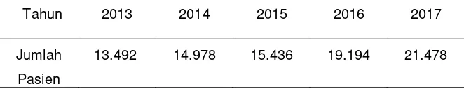Tabel 1.4 Jumlah Kunjungan Data Pasien di Puskesmas Kelapa Tahun 2013 sampai Tahun 2017 