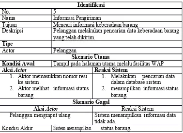 Tabel 4.6 Scenario informasi pengiriman