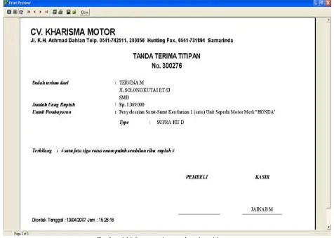 Gambar 4.15 form preview surat keterangan dari dealer atas pembelian motor 