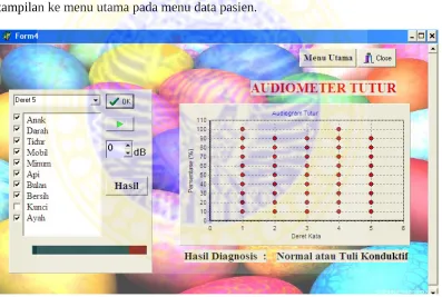 Gambar 4.7. Tampilan Menu Audiometer Tutur
